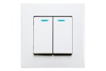 Smartbuy SBE-08w-10-SW2-1 Выключатель 2-клавишный с индикатором 10А белый Вега