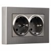 Smartbuy SBE-06gn-16-S2-Z Розетка двойная с заземлением серый никель