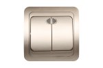 Smartbuy SBE-02c-10-SW2-1-c Выключатель 2-клавишный с индикатором 10А шампань Марс