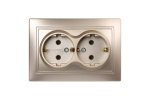 Smartbuy SBE-01c-16-S2-Z-c Розетка двойная одноместная с заземлением 16А шампань, Венера