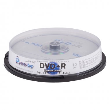 Фотография товара 'Smartbuy SBDVPR10 Диски для записи DVD+R, 4.7 Гб, 16x, 10шт'
