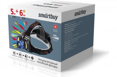 Фотография товара 'Smartbuy SBF-HL028 Аккумуляторный налобный фонарь 5 Вт LED + 2*3Вт COB'