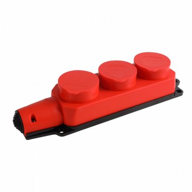 Фотография товара 'Smartbuy SBE-16-3-00-Rr Розетка трехместная с защитными крышками каучуковая 230В, 2P+PE'