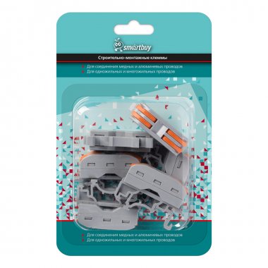 Фотография товара 'Smartbuy SBE-dincwcc-2-rp Строительно-монтажные клеммы проходные на DIN-рейку 2-2, 4 контакта'