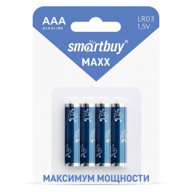 Фотография товара 'Smartbuy SBBM-3A04B Батарейка алкалиновая MAXX LR03/4B (48/480)'