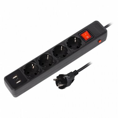 Фотография товара 'Smartbuy SBSP-18C-K Сетевой фильтр c USB+Type C, 16А, 4 гнезда, c з/ш'