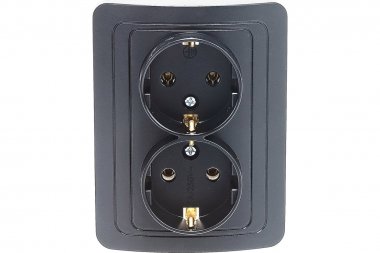 Фотография товара 'Smartbuy SBE-02b-16-S2-Z-c Розетка двойная одноместная с заземлением 16А'