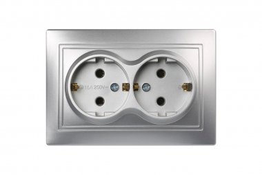 Фотография товара 'Smartbuy SBE-01s-16-S2-Z-c Розетка двойная одноместная с заземлением 16А серебро, Венера'