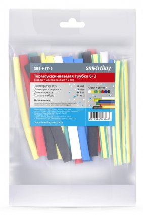 Фотография товара 'Smartbuy SBE-HST-6 Термоусаживаемая трубка 6/3 набор'