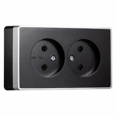 Фотография товара 'Smartbuy SBE-07b-16-S2-N Розетка 2-местная 10А без заземления черная'