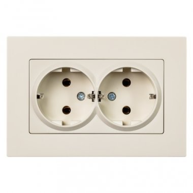 Фотография товара 'Smartbuy SBE-06i-16-S2-Z Розетка двойная с заземлением бежевая'