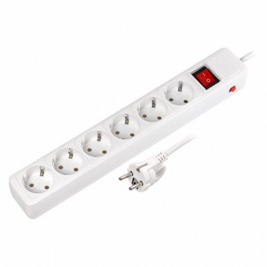 Фотография товара 'Smartbuy SBSP-6-50-W Сетевой фильтр 16А, 3500 Вт, 6 гнезд, без з/ш, с з/к, ПВС'