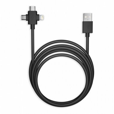 Фотография товара 'Smartbuy IK-312TT-BLACK Кабель для зарядки,3-в-1 THE X TYPE C+LIGHTNING+MICROUSB'
