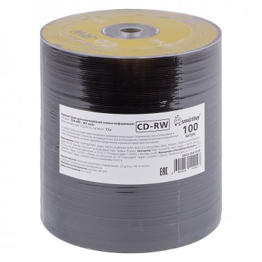Фотография товара 'Smartbuy SBCD-RW100S Диски для многократной записи CD-RW, 700 Мб, 12х'