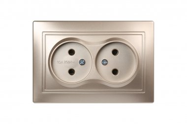 Фотография товара 'Smartbuy SBE-01c-10-S2-N-c Розетка двойная одноместная без заземления 10А шампань, Венера'