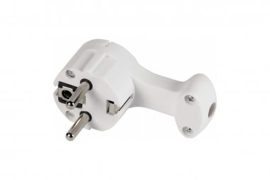 Фотография товара 'Smartbuy SBE-16-P11-w Вилка, угловая плоская (8 мм) с/з с кольцом белая 16А 250В'