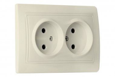 Фотография товара 'Smartbuy SBE-01i-10-S2-N-c Розетка двойная одноместная без заземления 10А бежевая Венера'