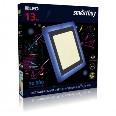 Фотография товара 'Smartbuy SBLSq-DLB-13-3K-B Встраиваемый (LED) светильник Квадрат с подсветкой DLB'