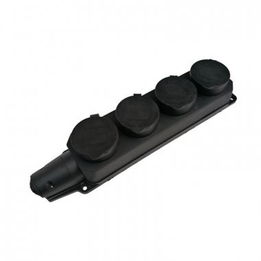 Фотография товара 'Smartbuy SBE-16-4-00-R Розетка, 4-х местная с защитными крышками каучуковая 230В, 2P+PE'