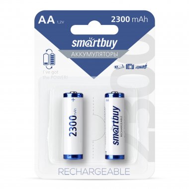 Фотография товара 'Smartbuy SBBR-2A02BL2300 Аккумулятор NiMh AA/2BL 2300 mAh (24/240)'