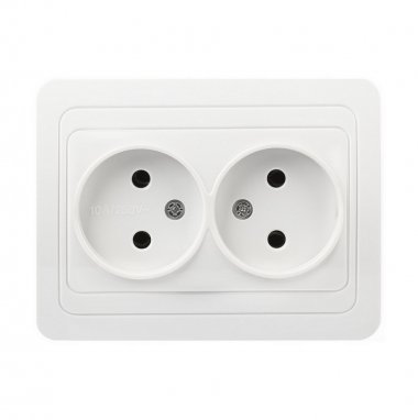 Фотография товара 'Smartbuy SBE-02w-10-S2-N-c Розетка двойная одноместная без заземления 10А белая'
