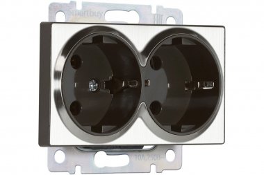 Фотография товара 'Smartbuy SBE-05gn-16-S2-Z Розетка двойная с заземлением серый никель Нептун'