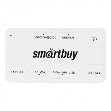Фотография товара 'Smartbuy SBRH-750-W Картридер + Хаб 750, USB 2.0 3 порта+SD/microSD/MS/M2 Combo'