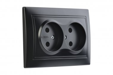 Фотография товара 'Smartbuy SBE-01b-10-S2-N-c Розетка двойная одноместная без заземления 10А черная, Венера'