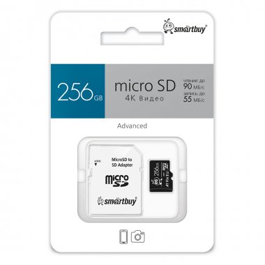 Фотография товара 'Smartbuy SB256GBSDU1A-AD micro SDXC карта памяти 256GB Advanced Class 10/U3/V30/A1'