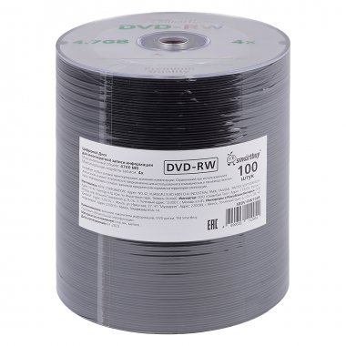 Фотография товара 'Smartbuy SBDV-RW100S Диски для многократной записи DVD-RW, 4.7 Гб, 4х'