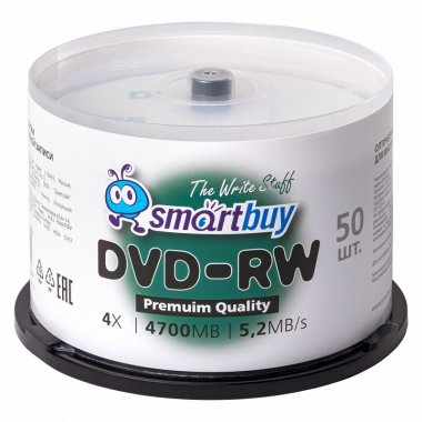 Фотография товара 'Smartbuy SBDV-RW50 Диски для многократной записи DVD-RW, 4.7 Гб, 4х'