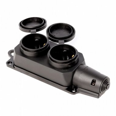 Фотография товара 'Smartbuy SBE-16-2-00-R Розетка, двухместная с защитными крышками каучуковая 230В, 2P+PE'