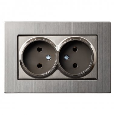 Фотография товара 'Smartbuy SBE-06gn-10-S2-N Розетка двойная без заземления серый никель'