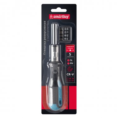 Фотография товара 'Smartbuy SBT-SCBS-5P1 Отвертка реверсивная с набором бит,4 биты PH1, PH2, SL5, SL6'