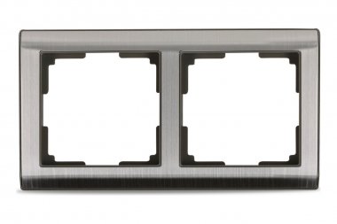 Фотография товара 'Smartbuy SBE-05gn-Metal-FR-2 Рамка 2-местная серый никель Нептун'