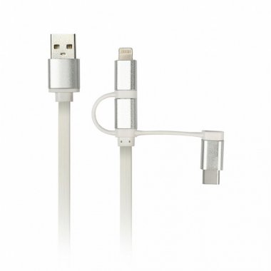 Фотография товара 'Smartbuy iK-312 white Дата-кабель USB - 3 в 1 Micro+Type-C+8 pin'