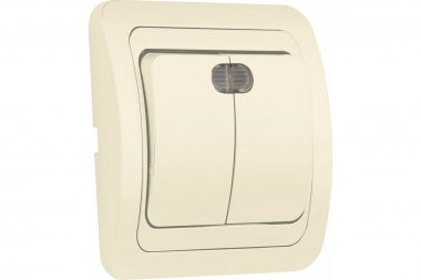 Фотография товара 'Smartbuy SBE-02i-10-SW2-1-c Выключатель 2-клавишный с индикатором 10А бежевый'