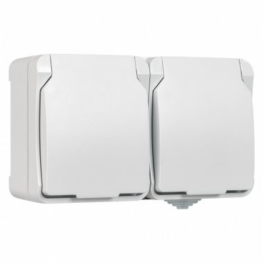 Фотография товара 'Smartbuy SBE-04g-16-S2-Z Розетка 2-местная с заземлением 16А с крышкой, IP54'