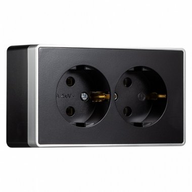 Фотография товара 'Smartbuy SBE-07b-16-S2-Z Розетка 2-местная 16А с заземлением черная'
