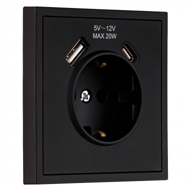 Фотография товара 'Smartbuy SBE-09b-16-S1-USB Розетка 1-местная с заземлением USB+Type 16А'