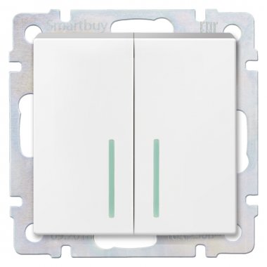 Фотография товара 'Smartbuy SBE-05w-10-SW2-1 Выключатель 2-клавишный с индикатором 10А'