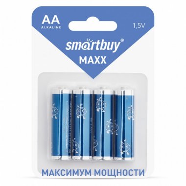 Фотография товара 'Smartbuy SBBM-2A04B Батарейка алкалиновая MAXX LR6/4B (48/480)'
