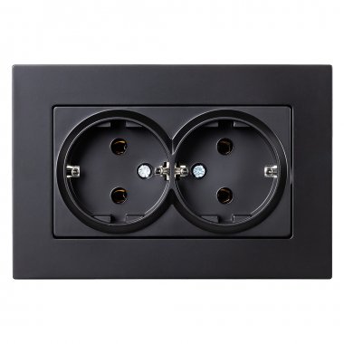 Фотография товара 'Smartbuy SBE-06b-16-S2-Z Розетка двойная с заземлением черная с рамкой'