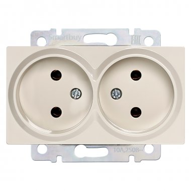 Фотография товара 'Smartbuy SBE-05i-10-S2-N Розетка двойная без заземления бежевая Нептун'