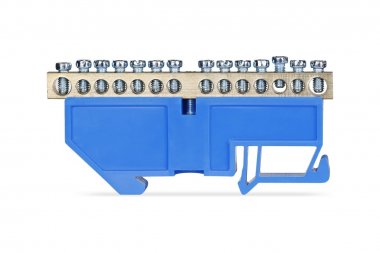 Фотография товара 'Smartbuy SBE-bc-14-dr Шина "N" нулевая (латунь) с изолятором на DIN-рейку 6x9мм'