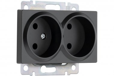 Фотография товара 'Smartbuy SBE-05b-10-S2-N Розетка двойная без заземления черная Нептун'
