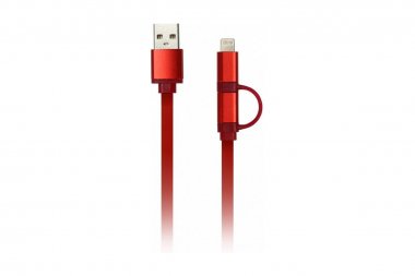 Фотография товара 'Smartbuy iK-212 red Дата-кабель USB - 2 в 1 Micro+8 pin'