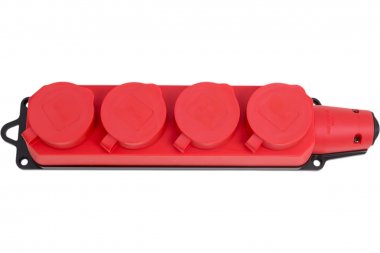 Фотография товара 'Smartbuy SBE-16-4-00-Rr Розетка 4-х местная с защитными крышками каучуковая 230В, 2P+PE, 16A'