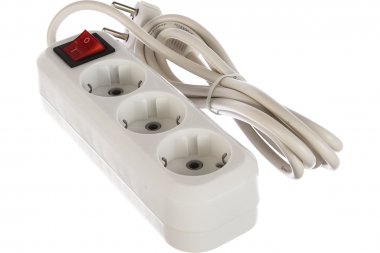 Фотография товара 'Smartbuy SBE-16-3-02-ZS Удлинитель, 3 гнезда 2 метра 16А/3,5кВт с выкл. и заземлением ПВС 3х1,0'