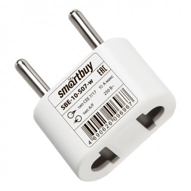 Фотография товара 'Smartbuy SBE-10-S07-w Адаптер-переходник на евро вилку 10А 250В'